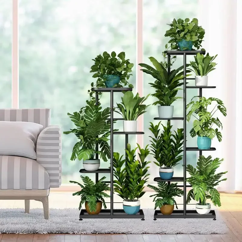 Plant Stand Metal Multiple Flower Pot Holder Shelf Indoor Outdoor Planter Display Shelving Unit for Patio Garden Living Room
