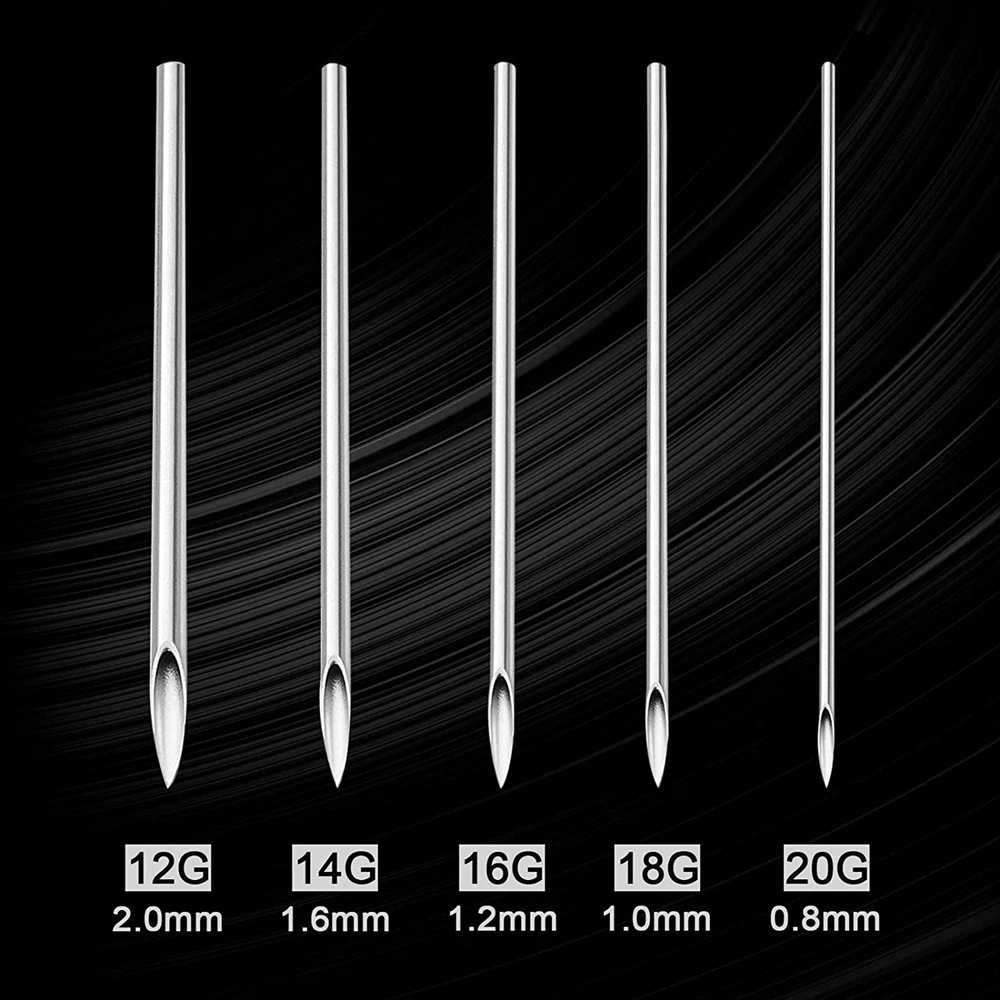 316L Surgical Steel Body Piercing Needles - Sterile Disposable Hollow Needles 8G-20G