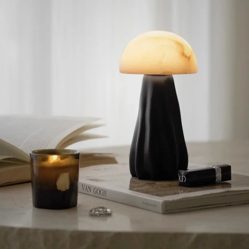 -Border Natural Marble Mushroom Lamp Table Lamp Mid-Ancient Ambience Light&ldquo;Peace and prosperity&rdquo;Ornaments