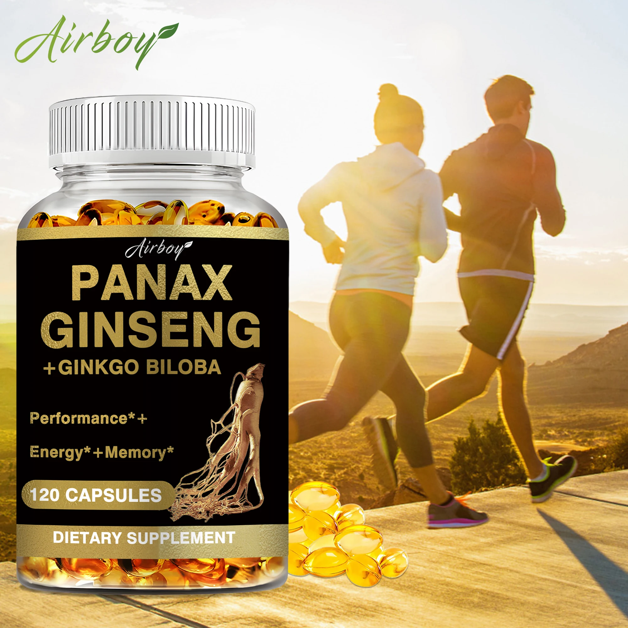 Panax Ginseng + Ginkgo Biloba - Supports Energy, Strength, Improves Memory and Mental Performance - 120 Capsules