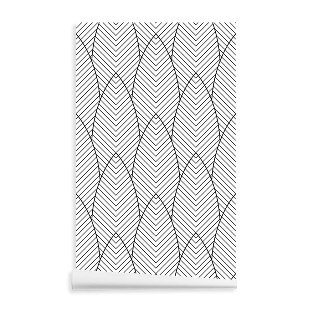 Black White Peel and Stick Wallpaper Modern Geometry Stripe Removable