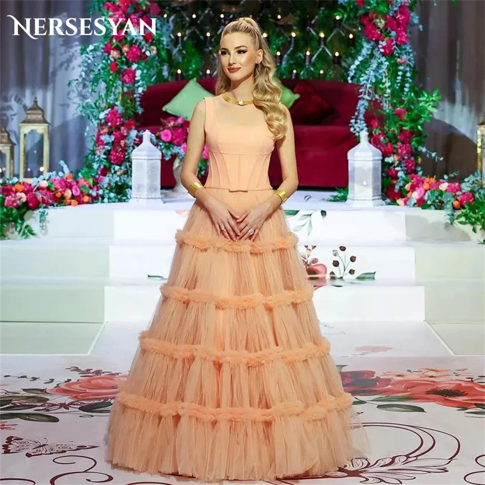 

Nersesyan Elegant Solid Formal Prom Dresses Square Collar A-Line Corset Evening Dress Tiered Ruffles Graduation Party Gowns 2024