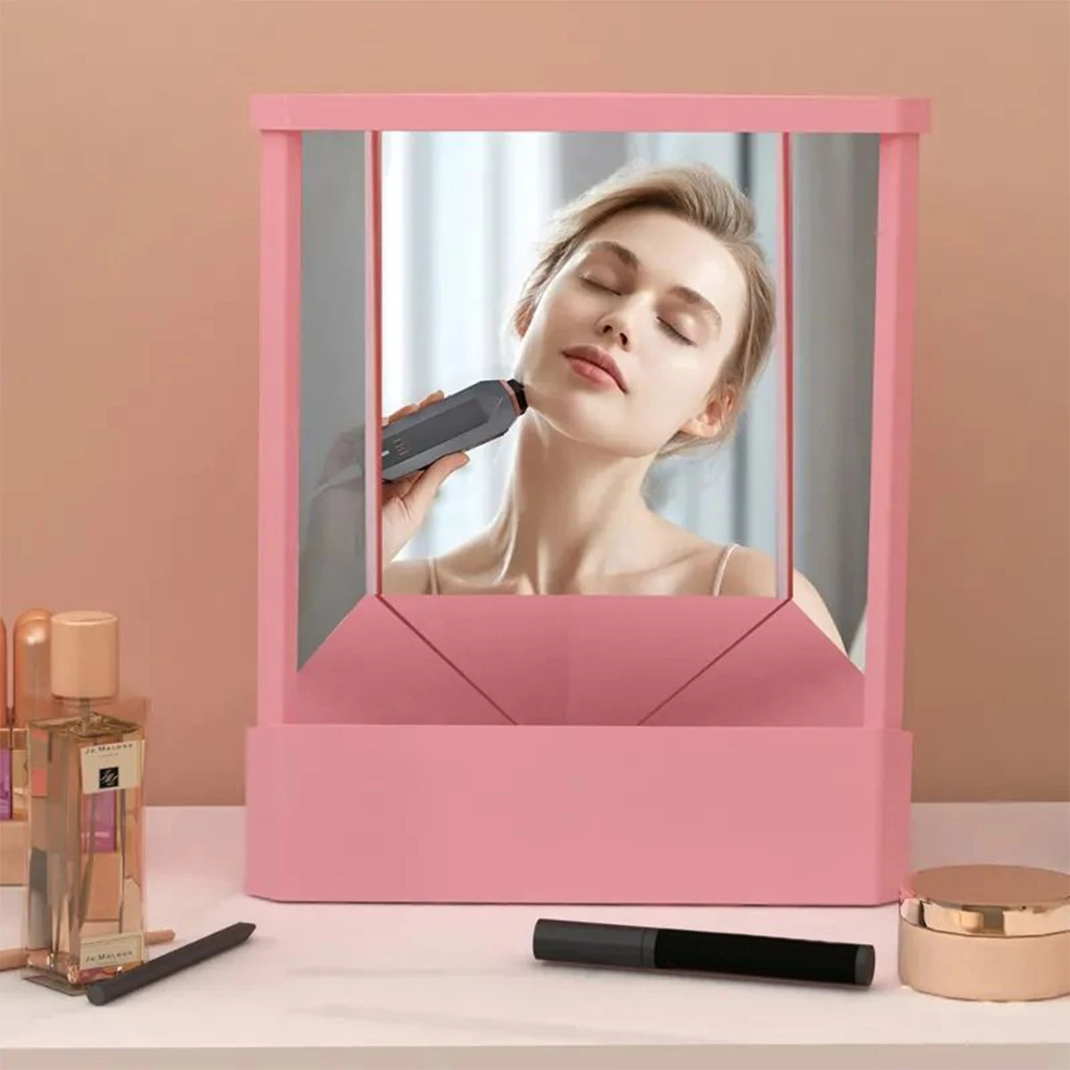 

Зеркало для макияжа, зеркало для макияжа с неинвертированным столом, зеркало для макияжа с истинным изображением тройного сложения, без левого и правого колебаний, для моделирования макияжа