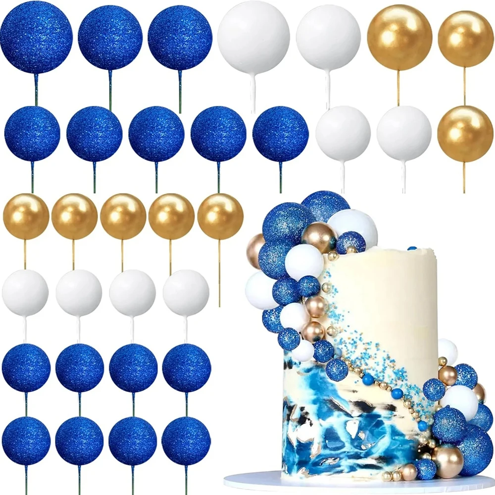 32 Stück Kugel-Kuchendekoration Bunte Perlenkugel-Kuchendeko für Geburtstag, Hochzeit, Babyparty Dessert Cupcake-Dekoration – Detail 17