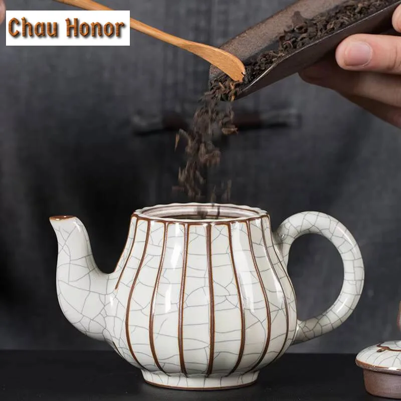 Boutique Longquan Celadon Ru Kiln Moon White Glaze Teapot Handmade Household Ceramic Kung Fu Teaset Tea Ceremony Drinkware Gifts