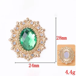 Gold Alloy Decorative Acrylic Buttons, 10PCS - Ideal for Clothing, Packaging, and Hair Accessories (Deep green)