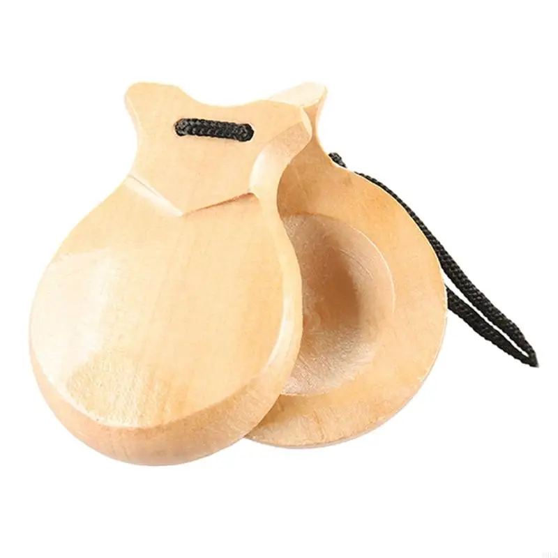 A9LD 2 Pcs Spanish Castanets with String Traditional Flamenco Castanets Easy to Play