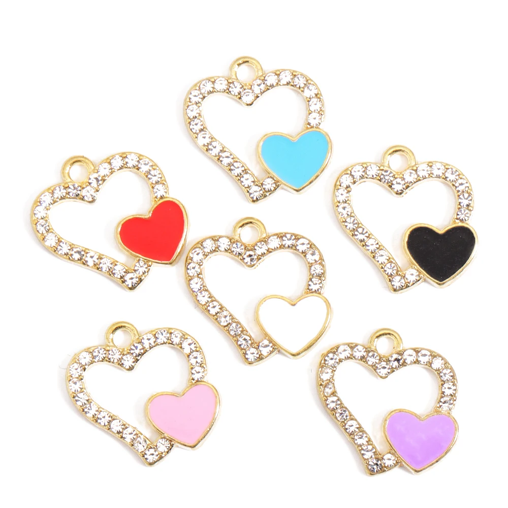 10 Stücke Mode-design emaille farbe schmetterling Liebe Strass legierung anhänger charme Für frauen ohrringe halskette diy schmuck machen – Detail 3