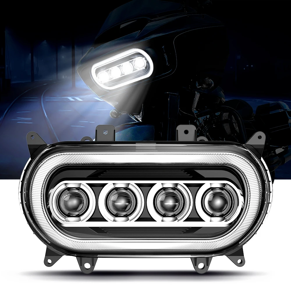 

LED Headlight Head Light Headlamp Front Lamp High Low Beam halo DRL lighting for Harley Davidson Motorcycle Road Glide 2015-2022