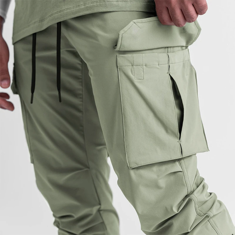 Sport Jogging Trousers Running Pants Men's Thin Ice Silk Sweatpants Multi-pocket Fast-drying Jogging Training Trousers