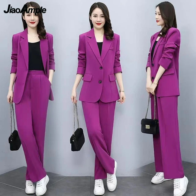 2023 Spring Summer New Elegant Suit Jacket Matching Set Women's Korean Chic  Blazers Coat Pants 2 Piece Female Professional Suit - Pant Suits -  AliExpress