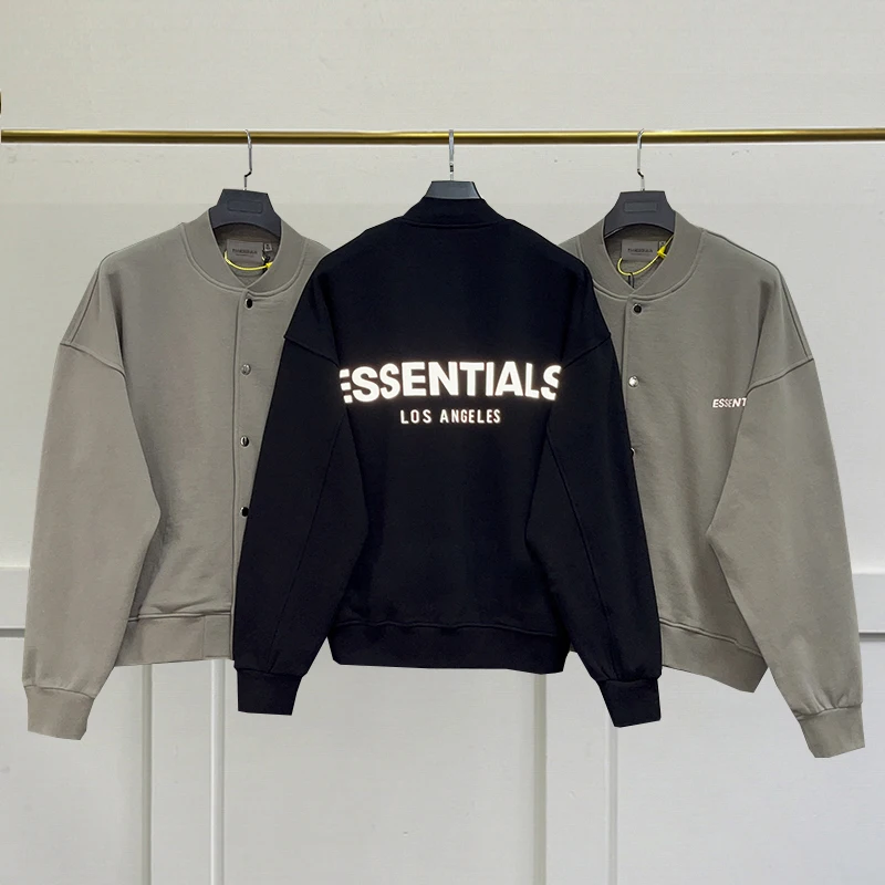 

Essentials Men Baseball Jacket Los Angeles 3M Reflective letter Jackets Coat Oversized Unisex Streetwear Hip hop Coat