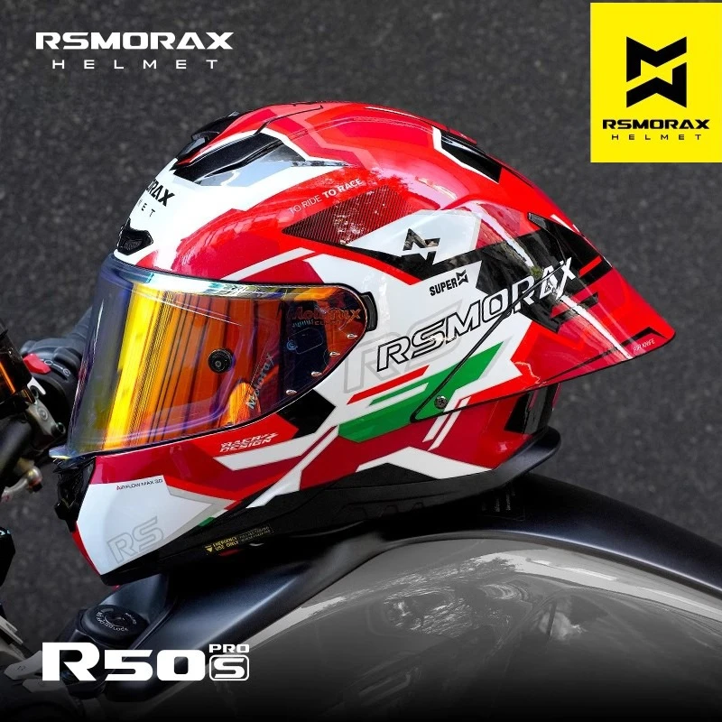 RSMORAX R50S Pro Moto Helemt Sport Bike Helemts Large Spoile Casco