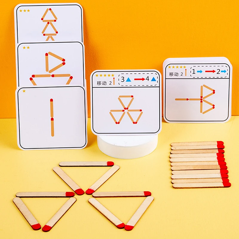 

Matchstick Puzzle Games Montessori Match Stick Educational Toy Problem Solving Math Toys IQ Brain Teaser Puzzles For Kids Age 3+