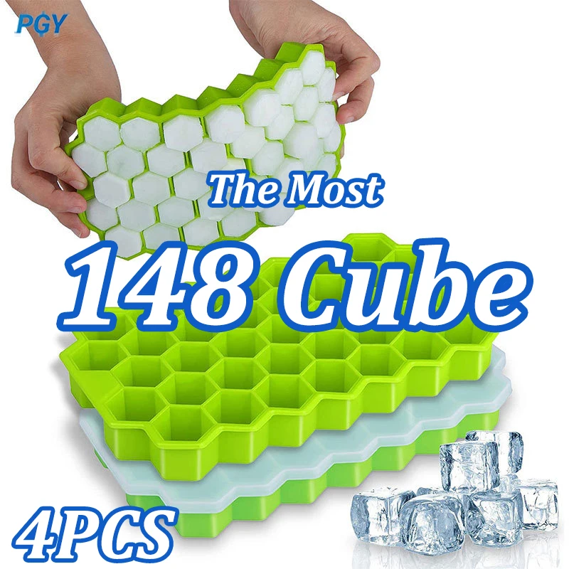 4/2/1PCS Silicone Ice Cube Mold 148 Cube Large-capacity Ice Trays Food Grade Ice Maker BPA Free Reusable Ice Maker with Lids 1