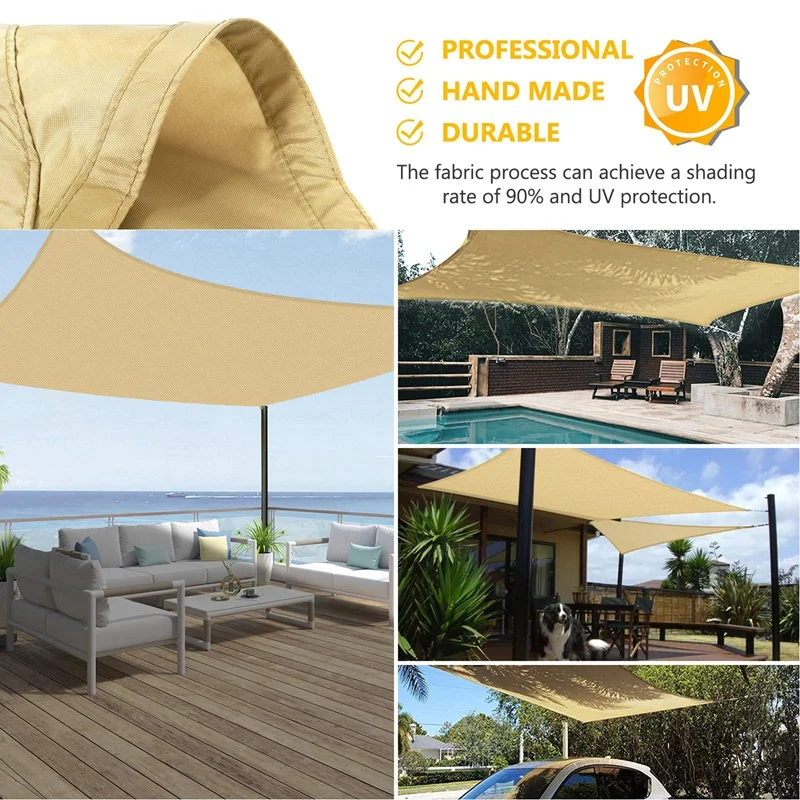 

NEW-Sun Shade Sail, Rectangle 6.5 X 10Inch Sunshades Canopy, Sunrays Block Awning For Patio, Carport, Backyard, Garden, Sand