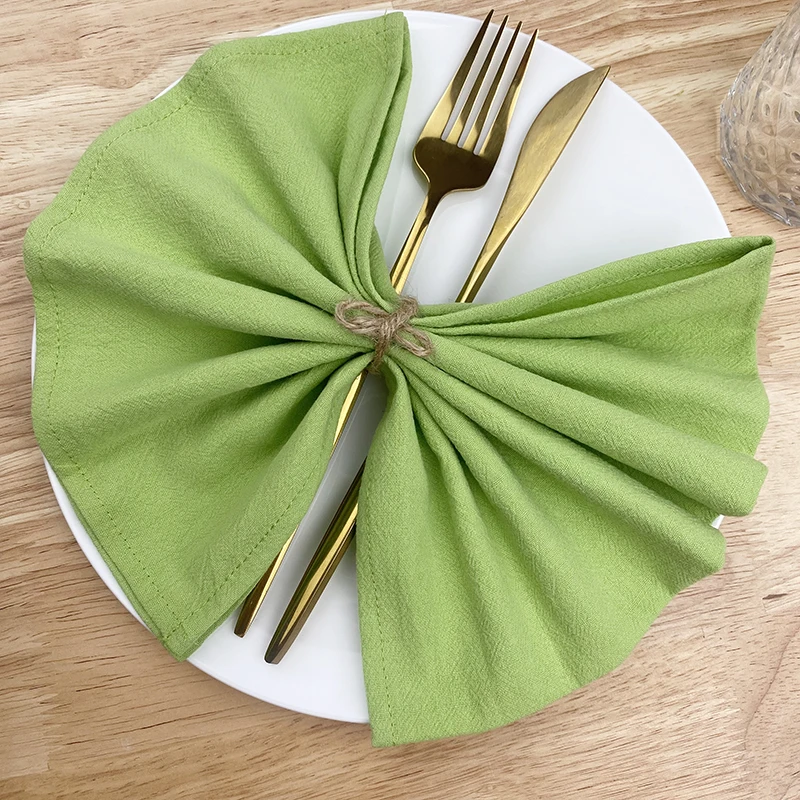 

45X30cm 12pcs Grass Green Cotton Cloth Napkins for Wedding Decoration Birthday Banquets Baby Shower Thanksgiving Christmas Party