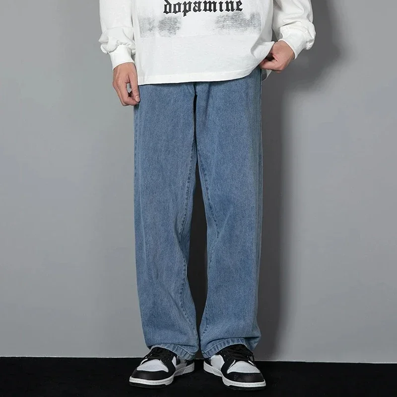 Men Simple Straight Leg Casual Jeans Male Baggy Korean Fashion Denim Pants Basic Youth Popular Daily Work Wear Denim Trousers 2