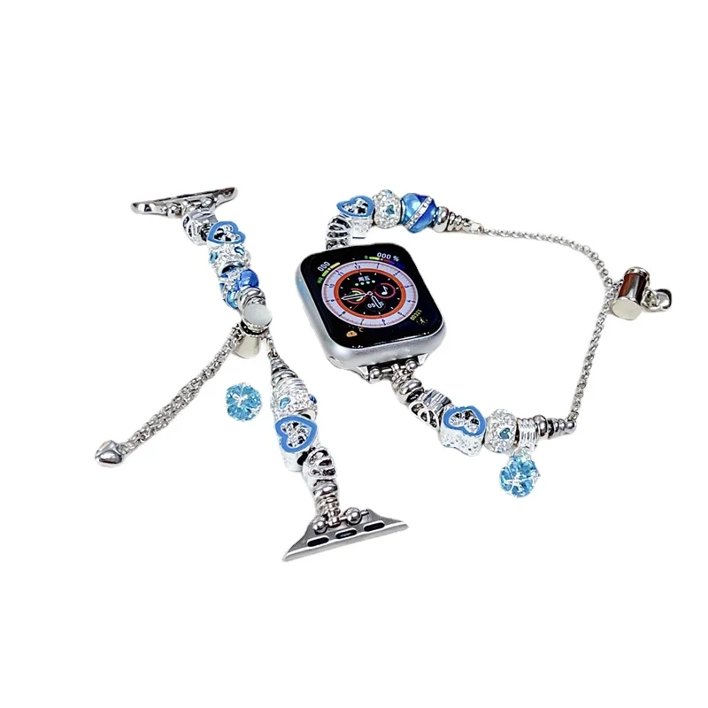 Charm Strap for Apple Watch Band 40mm 44mm 42mm 38mm 45 49 Women Jewelry Metal Bracelet for IWatch Series 9 8 7 6 SE Accessories