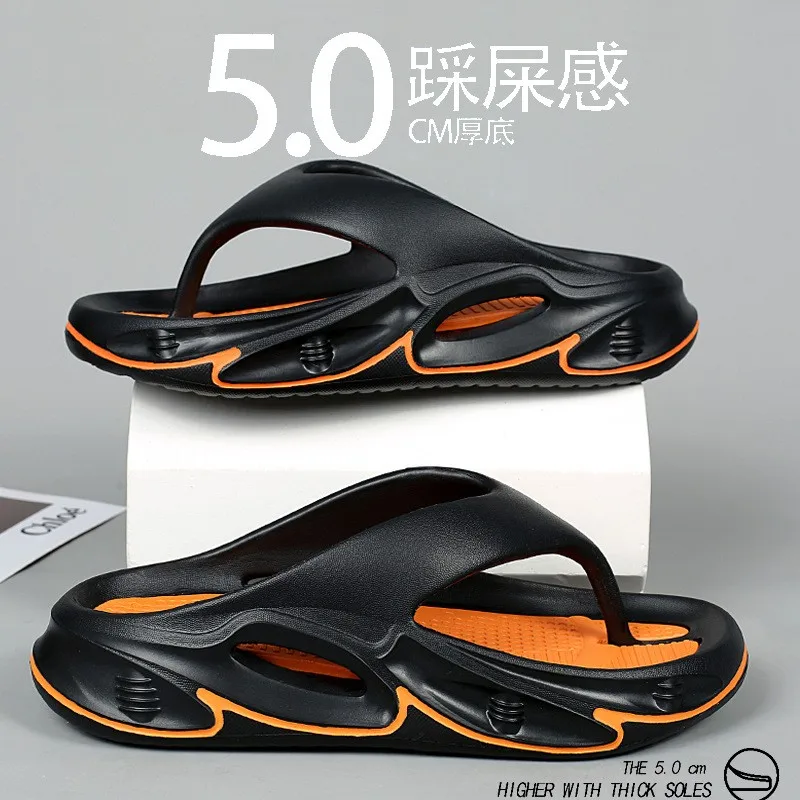 Men Slippers Flip Flops Outdoor Shoes Indoor Slippers Thick Soft Sole Men Beach Sandals Non-slip Bathroom Home Men Women Slipper