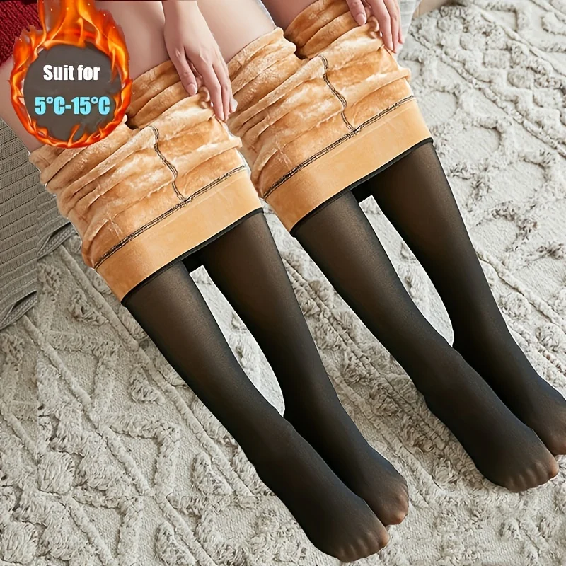 Insulated Tights Women Warm Tights for Winter Leg Warmers Thermo Pantyhose  Women's Warm Fleece Lined Tights Thermal Stockings