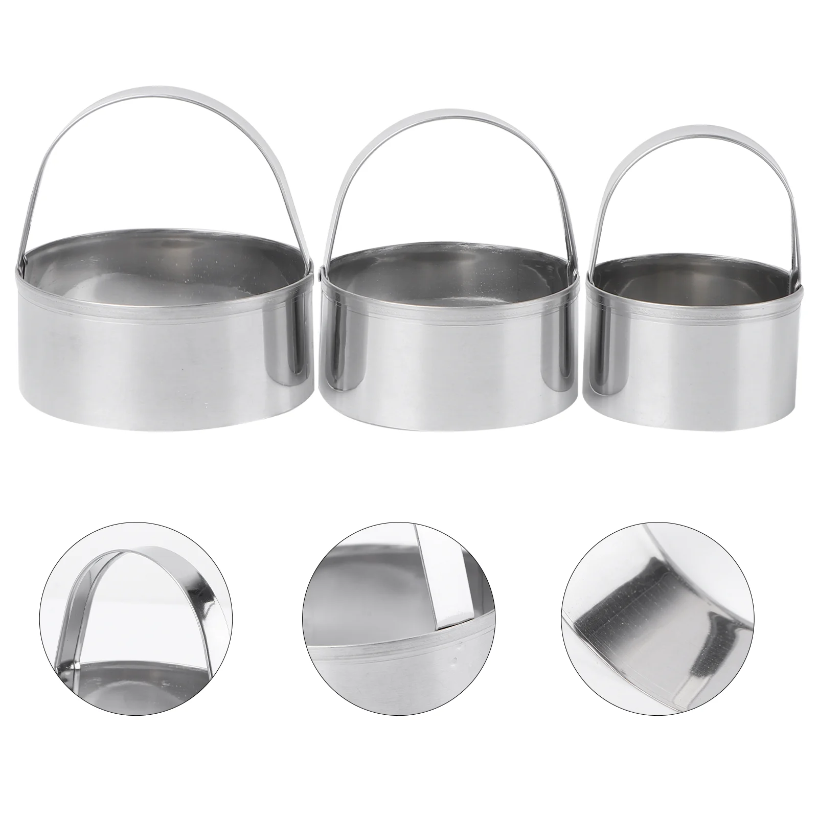 

Metal Baking Ring Molds Stainless Steel Cookie Round 3-piece Set (flat Model)