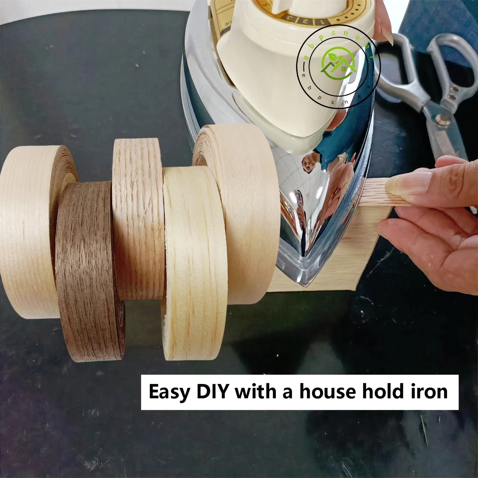 Pre-glued Maple Birch Oak Pine Walnut Cherry Ash Acacia Wood Edge Banding Strip Iron on Veneer Edging Trim for Furniture Repair furniture edging tape,decorative edge strip,wood veneer