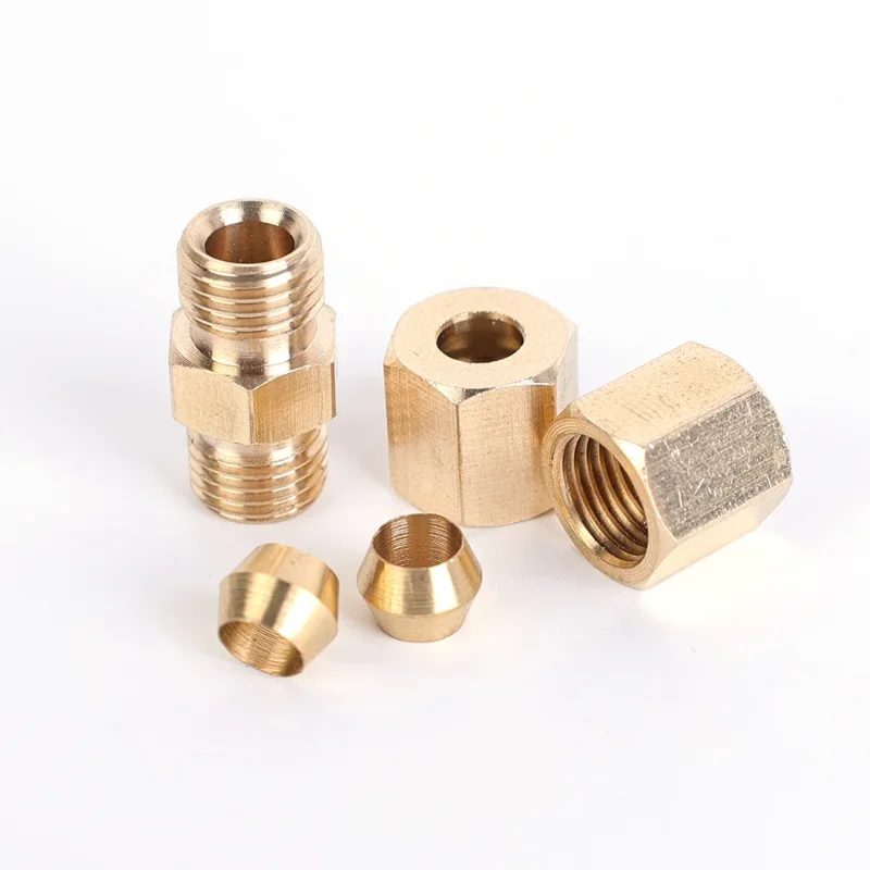 Brake line connector brake connecting insert car brake line fittings universal auto 3/16" orifice brass compression quality fitting connector straight C5R9 tools accessories