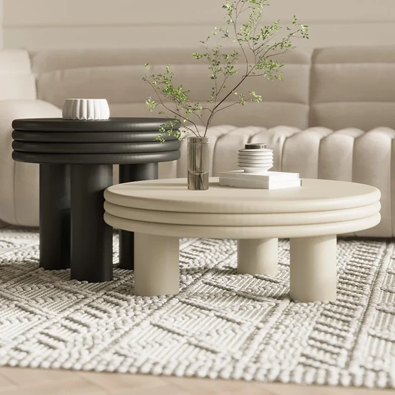 

Black Round Coffee Table Vintage Design Lounge Dining Minimalist Black Small Tea Side Table Mesa Auxiliar Balcony Furnlture