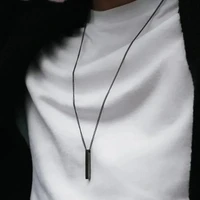 Simple Fashion 3D Vertical Bar Necklaces for Men Minimalist Stainless Steel Geometric Pendant Chain Male Collar Jewelry 1
