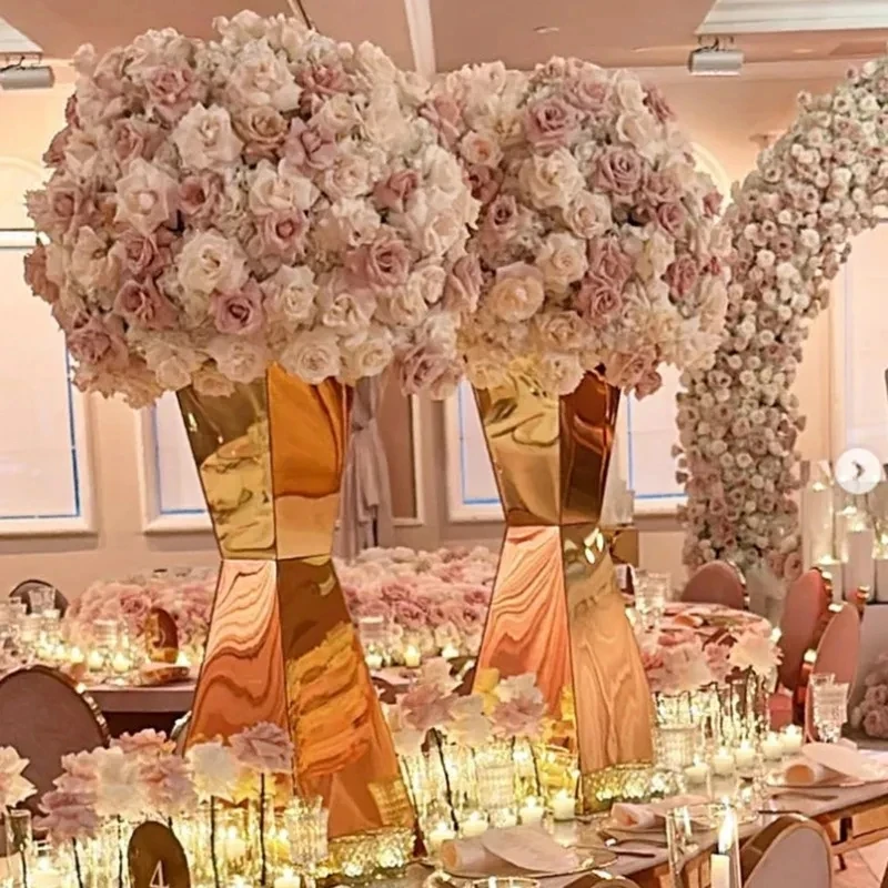 

1pcs 3pcs 5pcs 10pcs Vase Wedding Table Centerpieces Stainless Steel Flower Stands Vases Road Lead Party Decoration