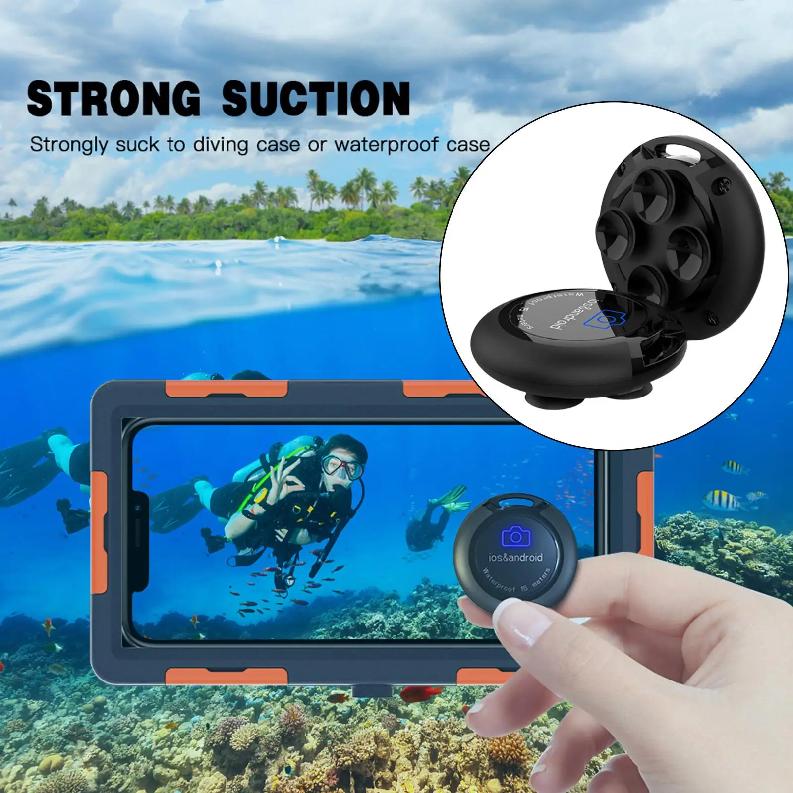 Waterproof Bluetooth Remote Control Button Strong Suction Mini Selfie Artifact Photo Taking Hotel Travel Smartphones