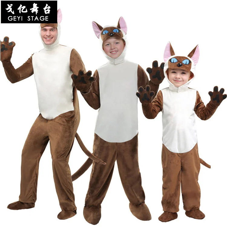 

Halloween Animal Series Cat Costume Halloween Performance Costume Adult Child Thai Cat Siamese Cat Costume Playing Outfit