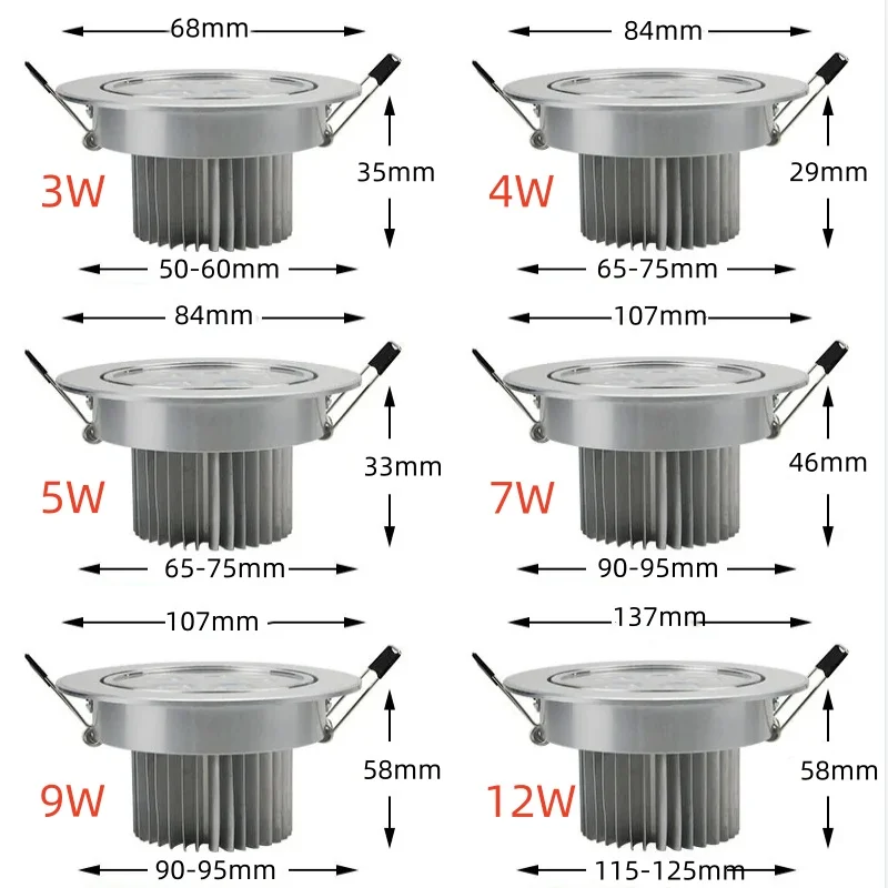 LED embedded spotlights with adjustable dimming for household ceiling and tube lights led spotlight