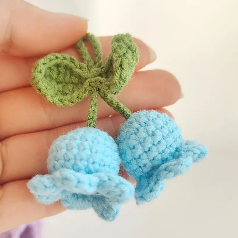 5pcs/Handmade Knitted Keychain Keyring For Women Girl Crocheted Wind Chimes Flower Bag Pendants Car Key Ring Handbag Charms Gift