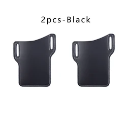 Men's Leather Belt Holster & Waist Pouch Carry Bag (2PCS Black)