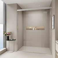 44-48 in. W x 72 in. H Double Sliding Shower Door, Semi-frameless Bypass Bathroom Sliding Door with 1/4" (6mm) Tempered Glass 1
