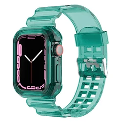 Transparent Silicone Strap with Clear Protective Case - Ultra 49mm (Jelly green)