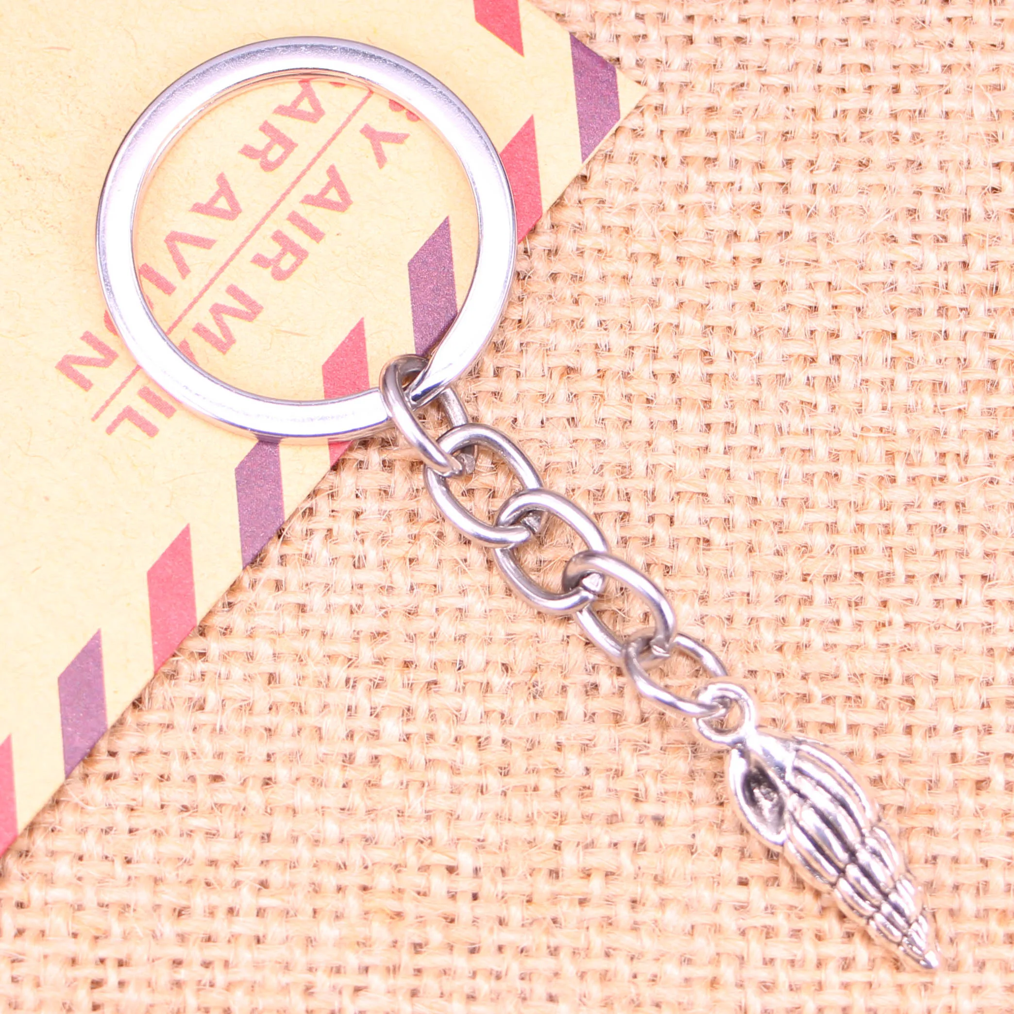 신상 패션 키 체인, 24x8mm 소라 쉘 펜던트, DIY 남성 쥬얼리, 자동차 키 체인 링, 선물 거치대 기념품, 20 개