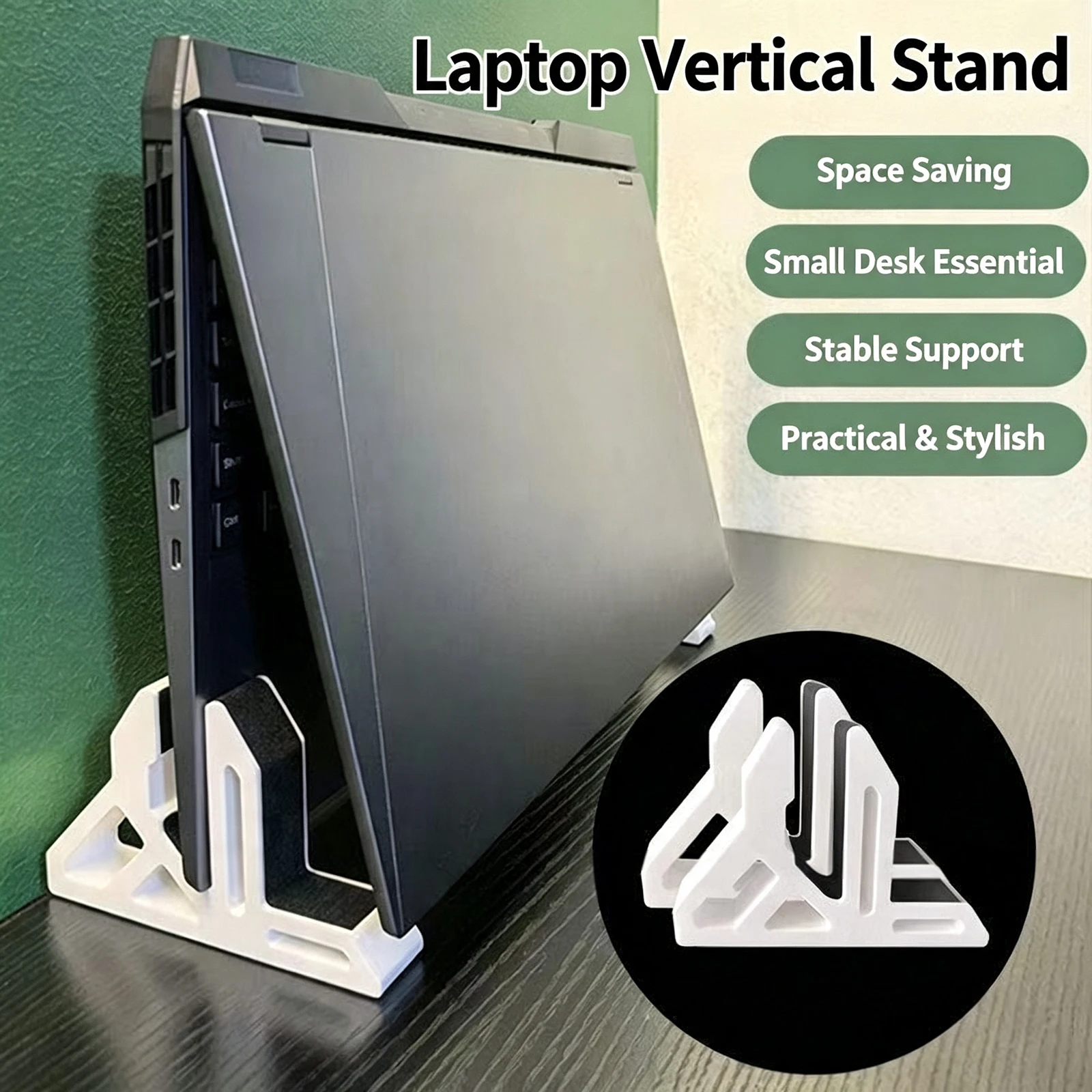 Space-Saving Vertical Stand with Anti-Slip Strip for Laptops, Tablets, and Phones