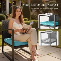 All-Weather 3-Piece Outdoor Patio Furniture Set with Wicker Rattan Chairs for Garden, Balcony, Poolside 2