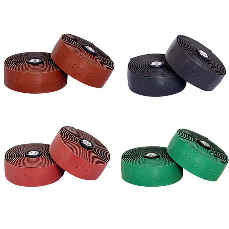 

Bicycle Vintage Perforated Handlebar Strap Leather Shock Absorbing Anti-slip Comfort Extended Road Bike Handlebar Strap