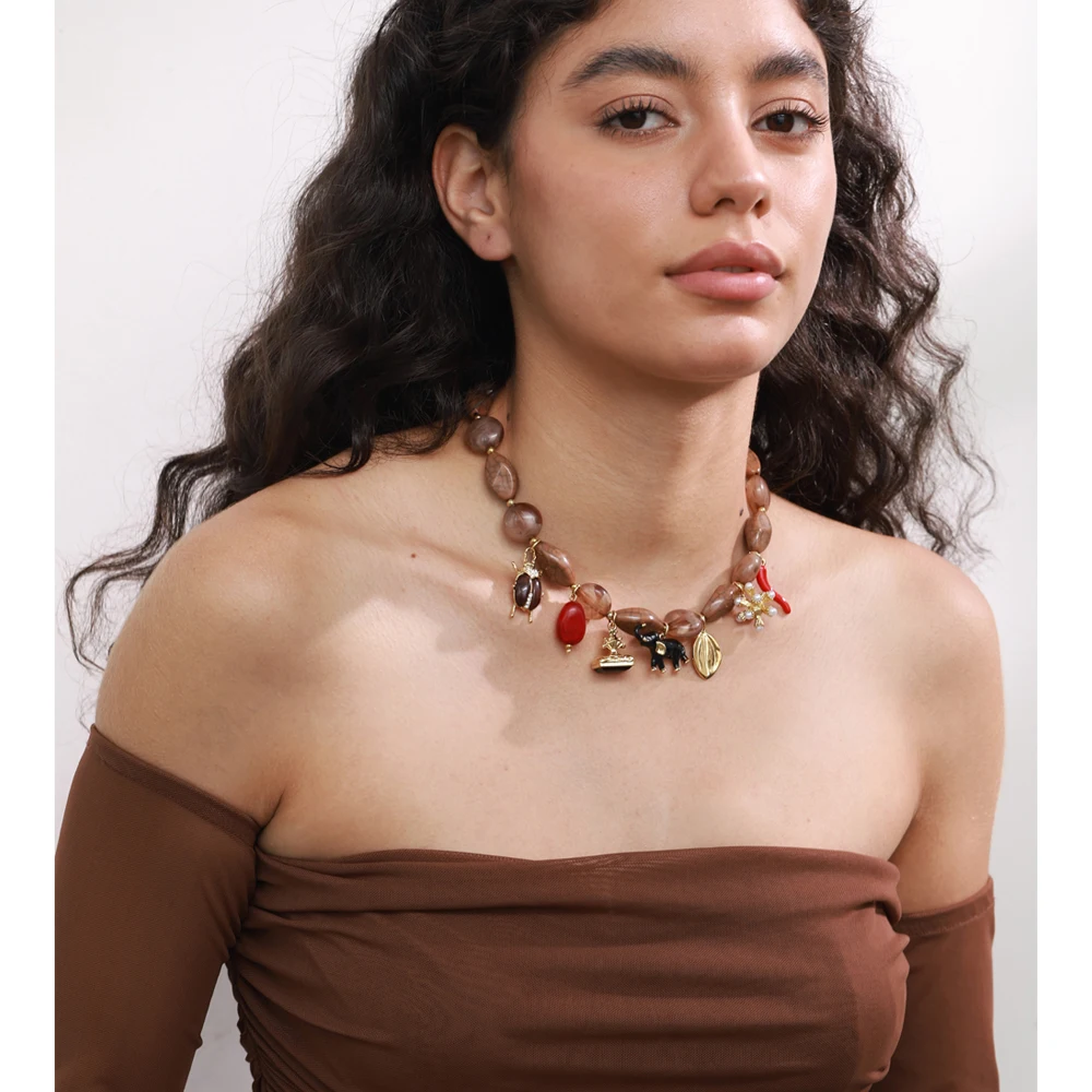 Yhpup Handmade Acrylic Beads Necklace