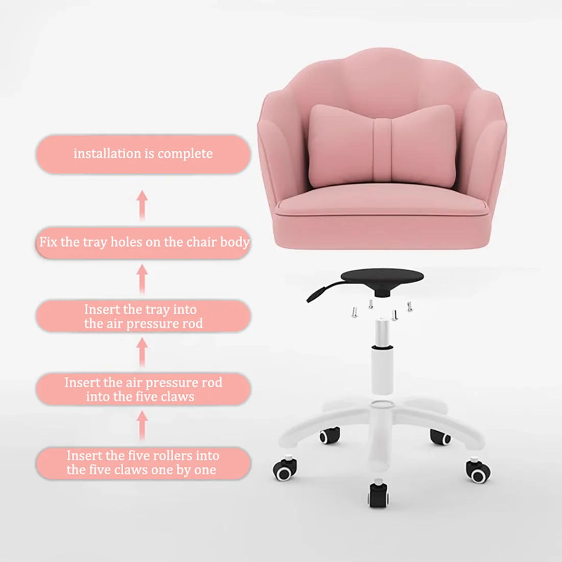 Cute Petal Desk Chair Velvet Home Office Butterfly Chairs with Bow Cushion Makeup Vanity Chair for Bedroom Computer Task Chairs 3