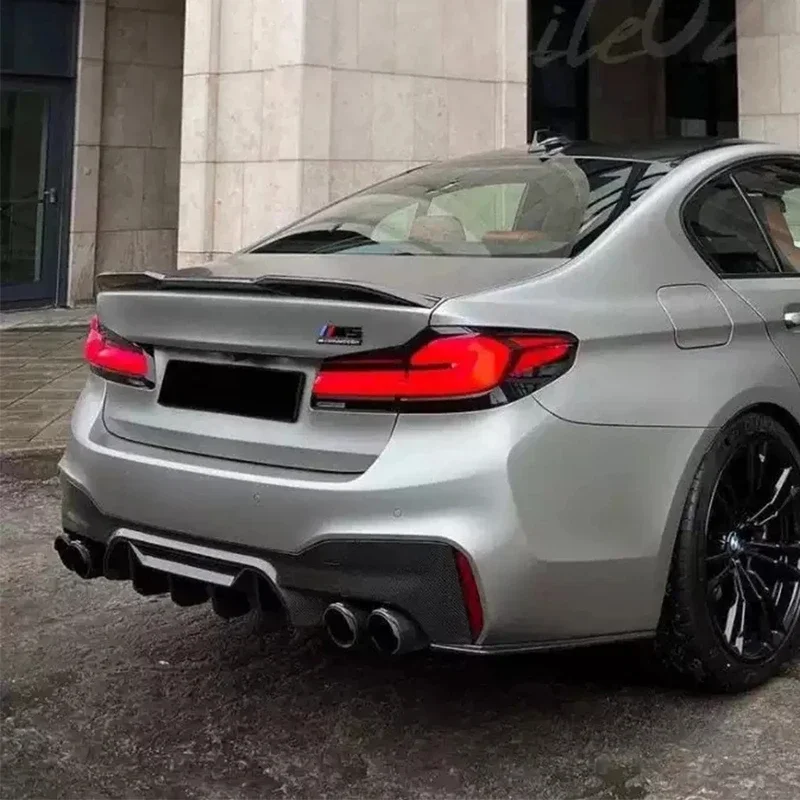BMW 5 시리즈 M5 F90 G30 G38 540i 530 2017+ 카본 파이버 백 립 자동차 리어 범퍼 디퓨저 리어 스플리터 스포일러 바디 키트