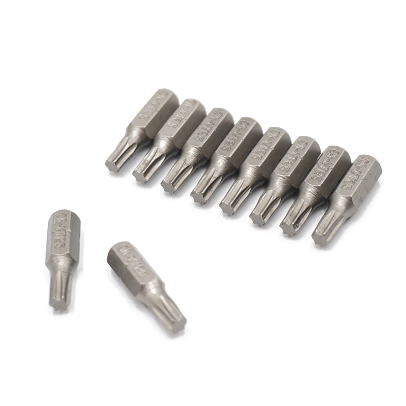 10Pcs 1/4 25mm Torx T25 스크루 드라이버 비트 세트 수리 도구 ScrewdriversKit 전원 가정용 핸드 툴용 육각 섕크 드릴 비트