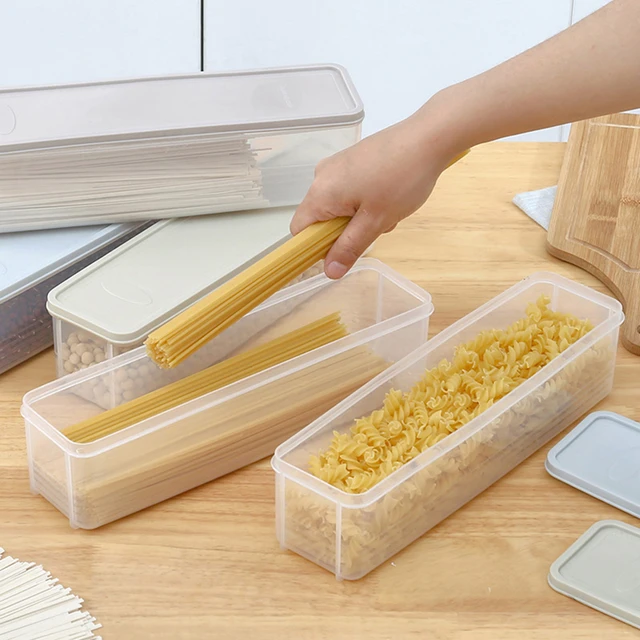 Plastic Container Large Capacity Airtight Rectangular Pasta Box Noodles  Container Kitchen Food Storage Jar Fresh-keeping Case - AliExpress