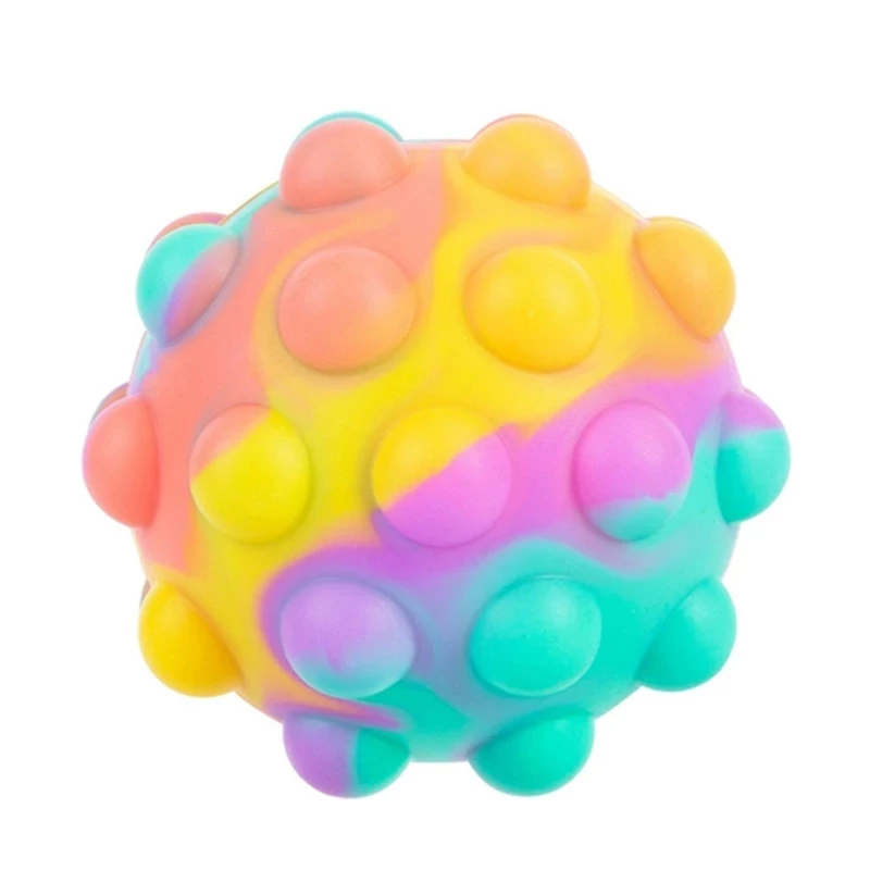 Anti Stress Toy Rainbow Ball Push Bubble Antistress Cube Decompression Toys Squeeze 3D Elastic Ball Stress Relief Sensory Toy For Kids Gift