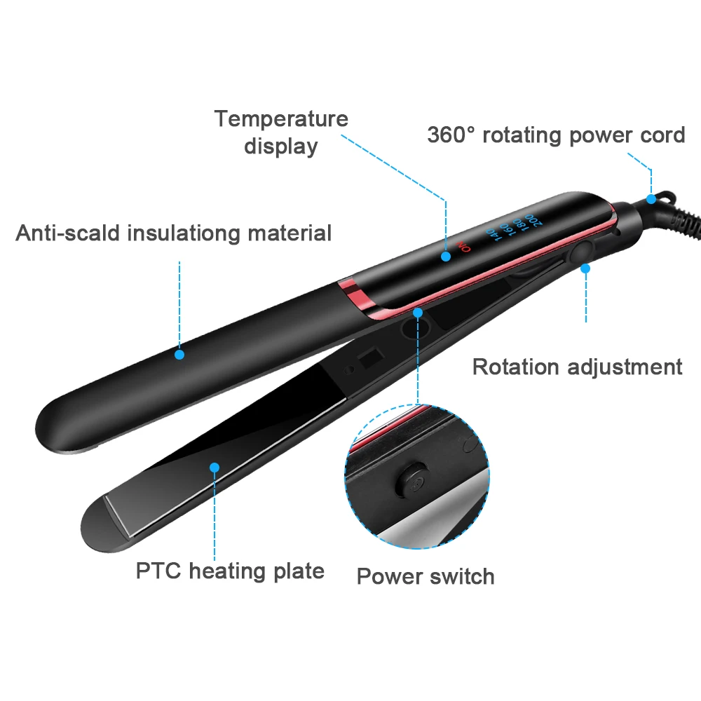 Negative Ion Hair Straightener Professional Flat Iron Ceramic Hair Flat Iron Fast Heating Negative Ion Infrared Curling Iron 3