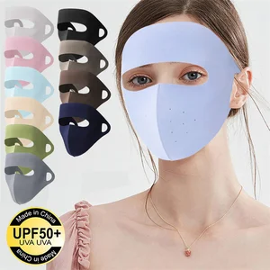 Летняя ледяная шелковая Бриллиантовая Солнцезащитная маска на все лицо, тонкая дышащая маска на лоб, антиультрафиолетовая маска для лица